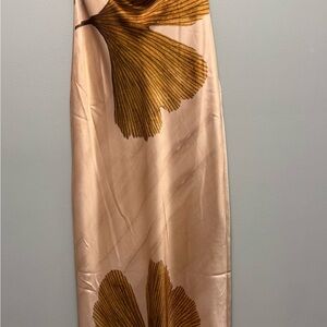 Fleur Strapless Satin Slip Dress Anthropologie Maxi Gingko Pink Brown Size M